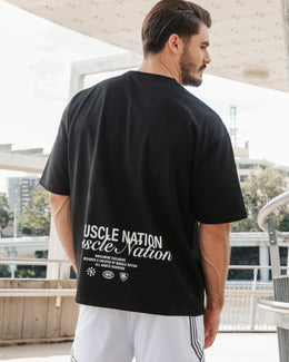 Loopback Oversized Tee - Black-T-Shirts-XS-042501BLK-XS-MNAPPRL41702-1-Muscle Nation