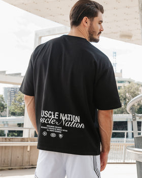 Loopback Oversized Tee - Black-T-Shirts-XS-042501BLK-XS-MNAPPRL41702-1-Muscle Nation
