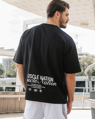 Loopback Oversized Tee - Black-T-Shirts-XS-042501BLK-XS-MNAPPRL41702-1-Muscle Nation