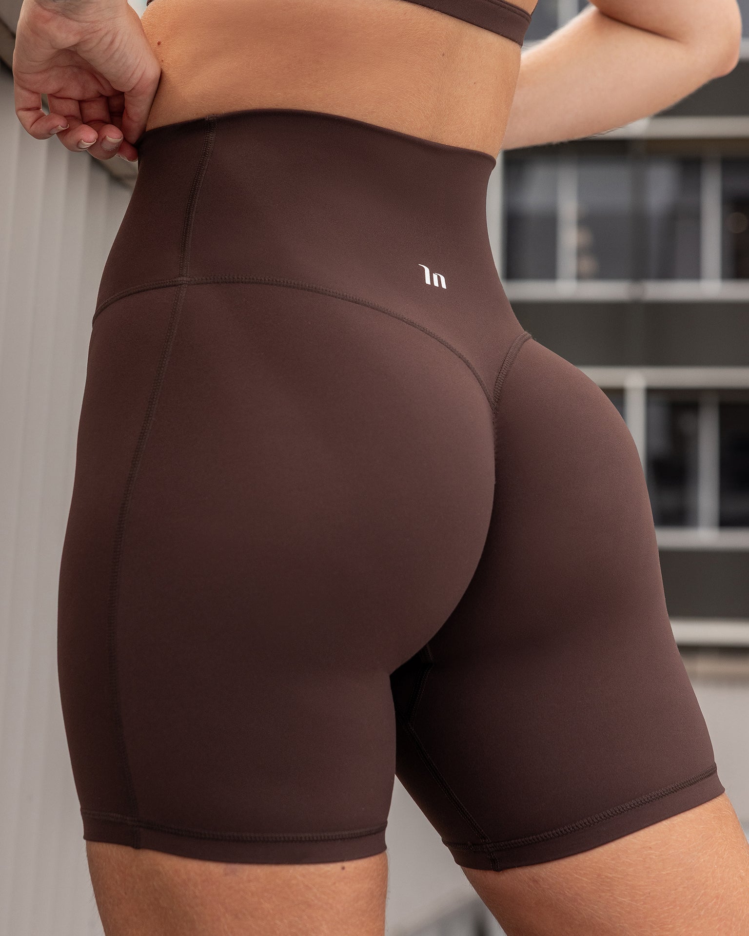 Aura Peachy High Invisible Scrunch Bike Shorts - Cocoa-Shorts-XXS-032604COCOA-XXS-MNAPPRL48942-1-Muscle Nation
