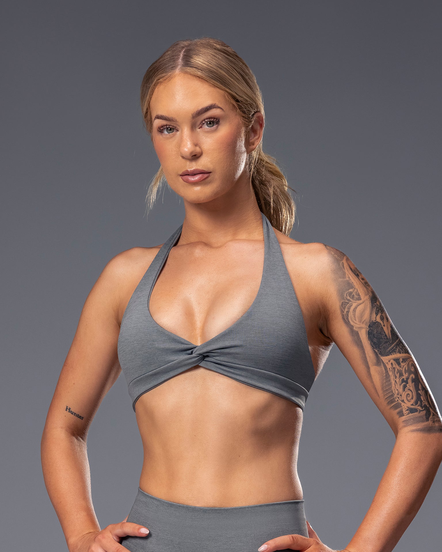 Bare Seamless Halter Bralette - Alloy Marl