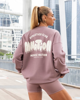 Bubble Oversized Pullover Mocha Berry - Muscle Nation women's hoodie