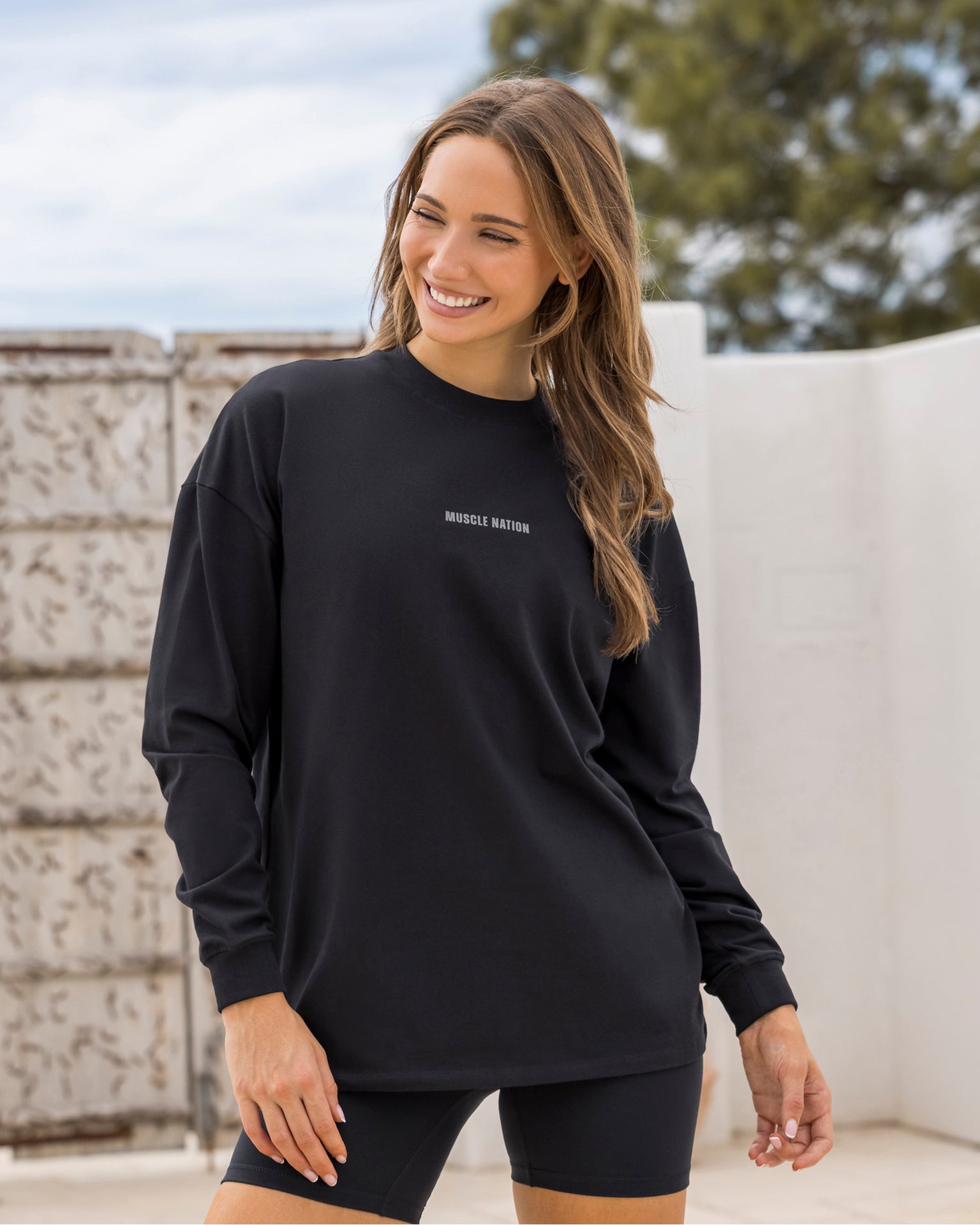 Classic Long Sleeve Top Black - Muscle Nation women's long sleeve tee