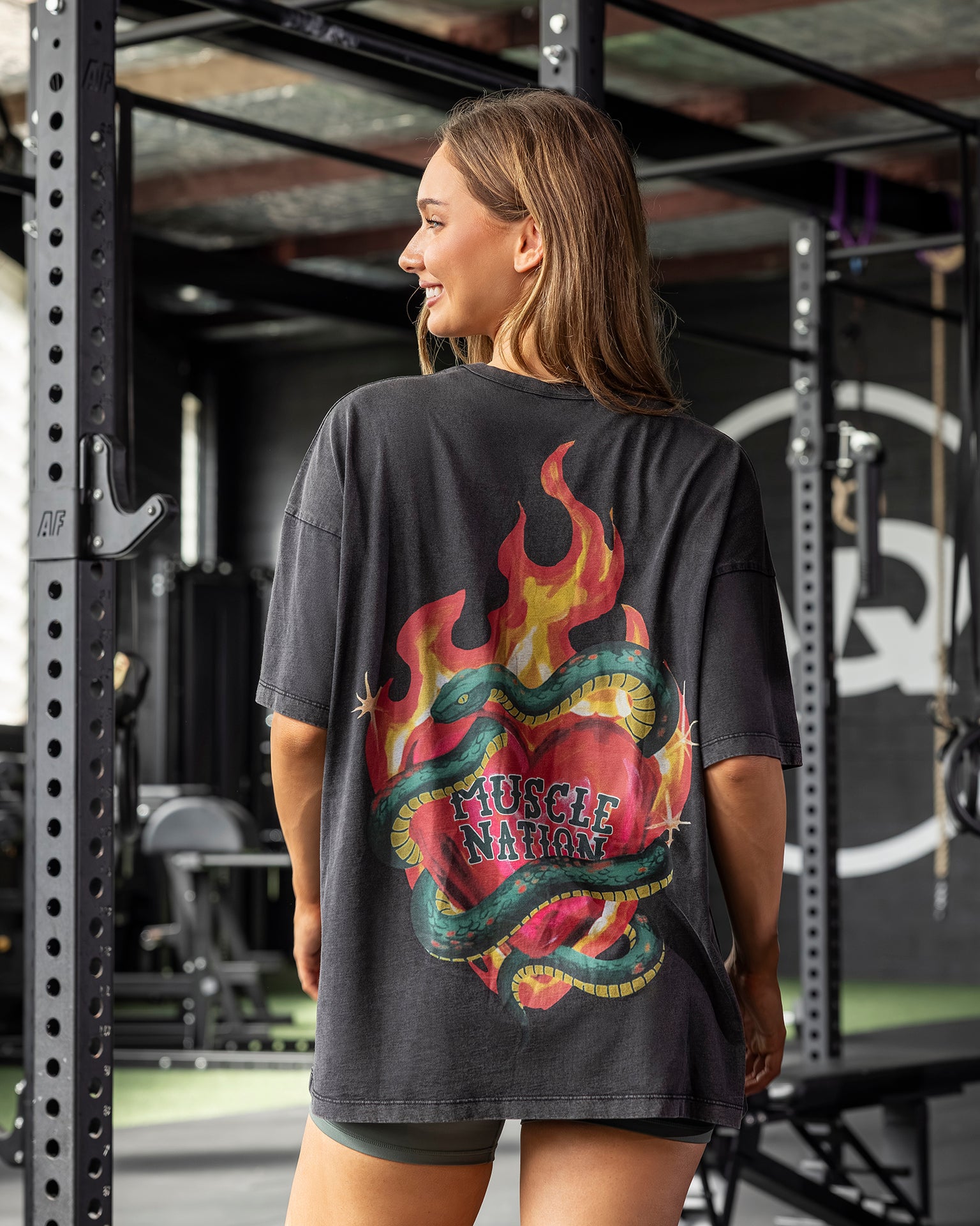 Hearts On Fire Oversized Tee - Washed Black
