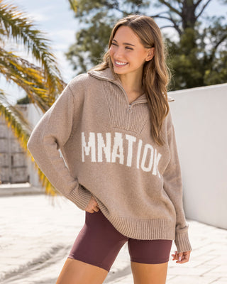 Heritage Oversized Knit - Fossil-Jumpers & Hoodies-XXS/XS-042327FOSIL-XXS/XS-MNAPPRL26474-1-Muscle Nation