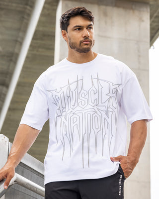 Metalcore Oversized Tee - White-T-Shirts-XS-022627WHT-XS-MNAPPRL48736-1-Muscle Nation