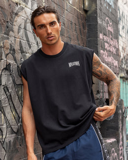 Off Duty Boxy Muscle Tank - Black-Singlets & Tanks-S-022621BLK-S-MNAPPRL48677-1-Muscle Nation