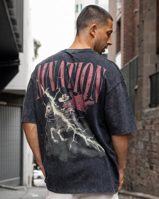 Night Rider Vintage Oversized Tee - Washed Black-T-Shirts-XXS-022624WSHBLK-XXS-MNAPPRL48705-1-Muscle Nation