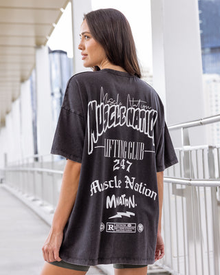 Rated R Oversized Vintage Tee - Washed Black / White-T-Shirts-XXS-012622WSHBW-XXS-MNAPPRL48859-1-Muscle Nation