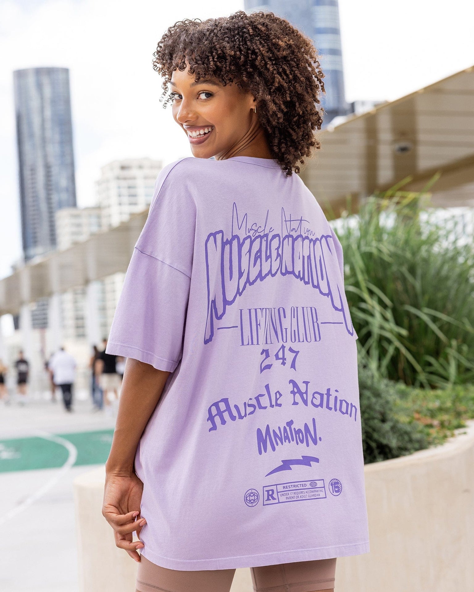 Rated R Oversized Vintage Tee Washed Lavender - Muscle Nation women's gym tee