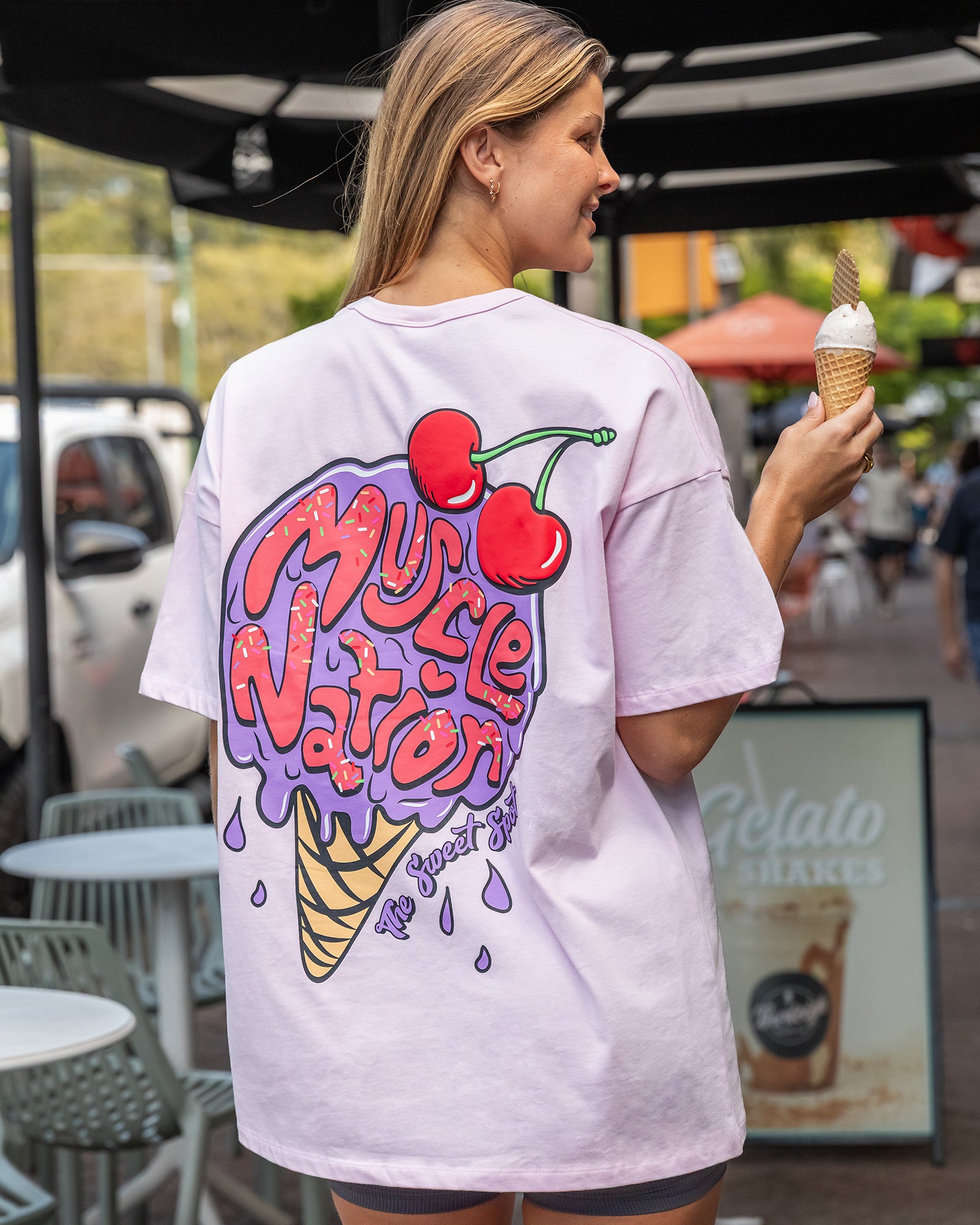 Tasty Oversized Tee - Pink Lady-T-Shirts-XXS-052509PKLY-XXS-MNAPPRL42628-1-Muscle Nation