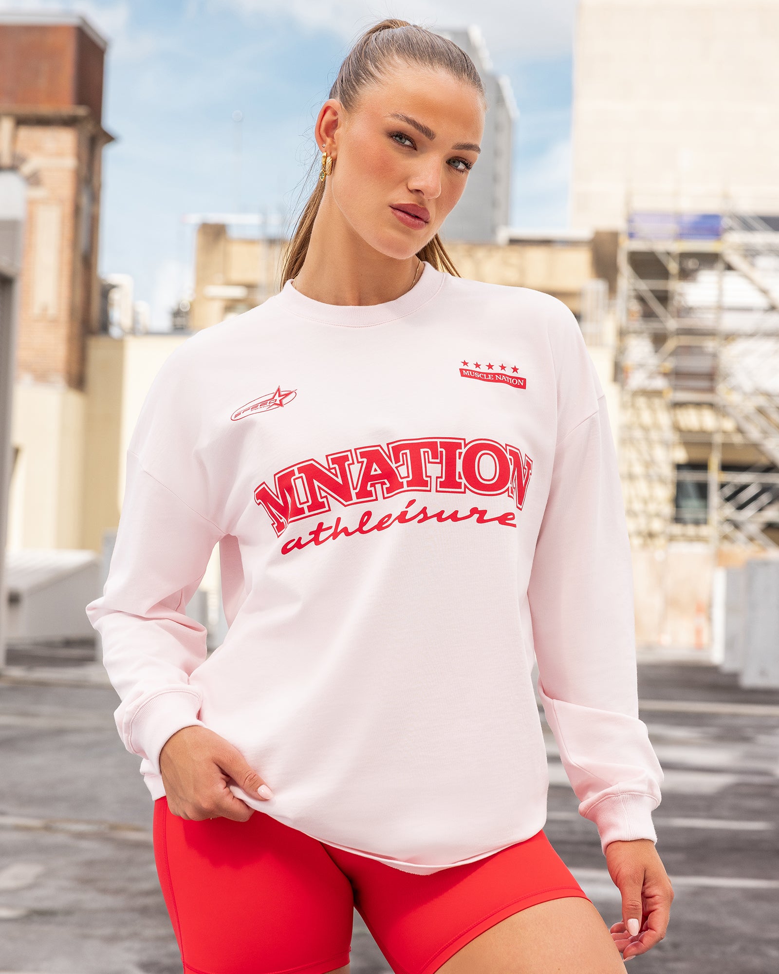 United Loopback Oversized Long Sleeve Top - Babydoll-Long Sleeve T-Shirts-XXS-032617BBYDL-XXS-MNAPPRL49422-1-Muscle Nation