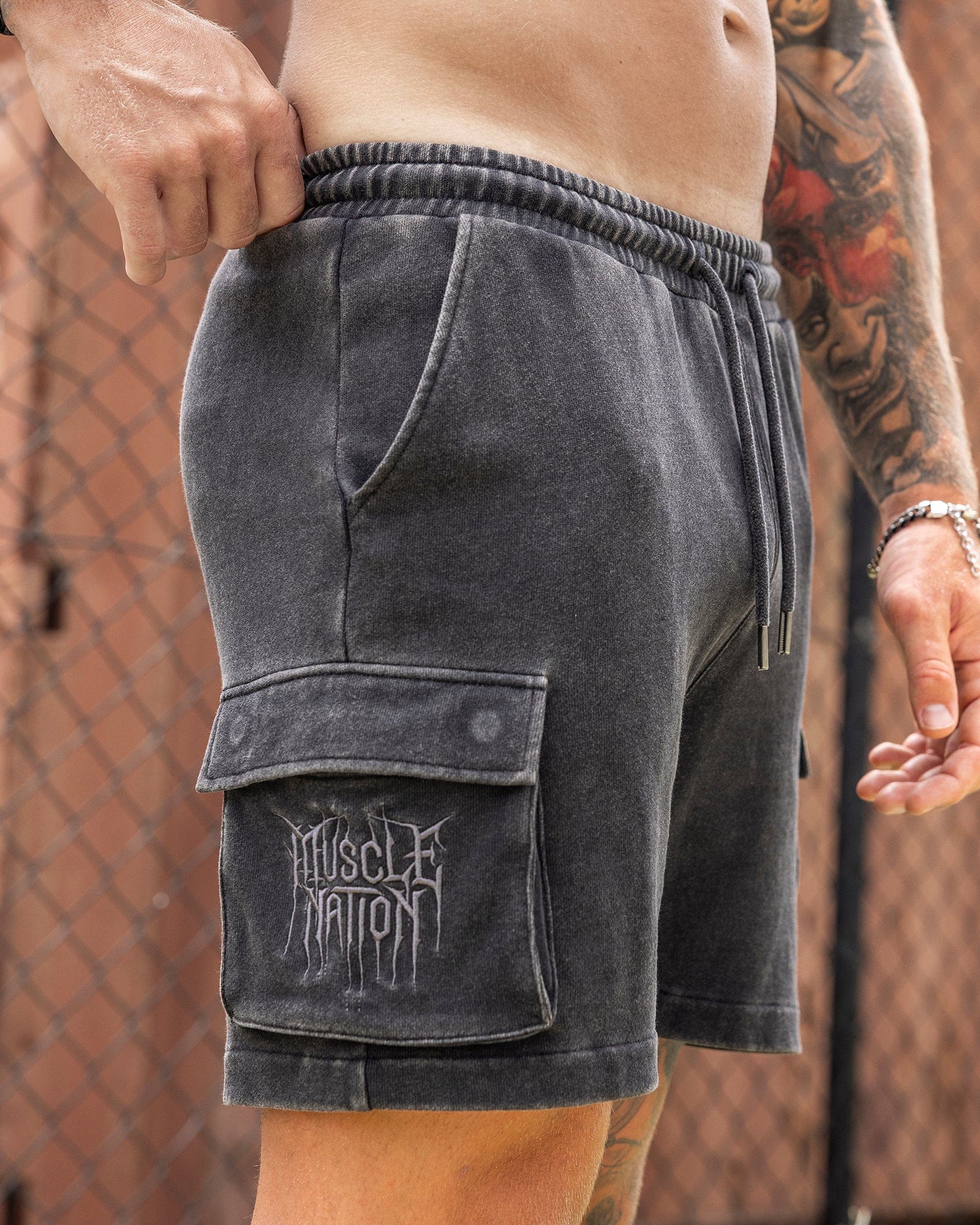 Weekender Vintage Cargo 5" Shorts Washed Black - Muscle Nation men's cargo shorts