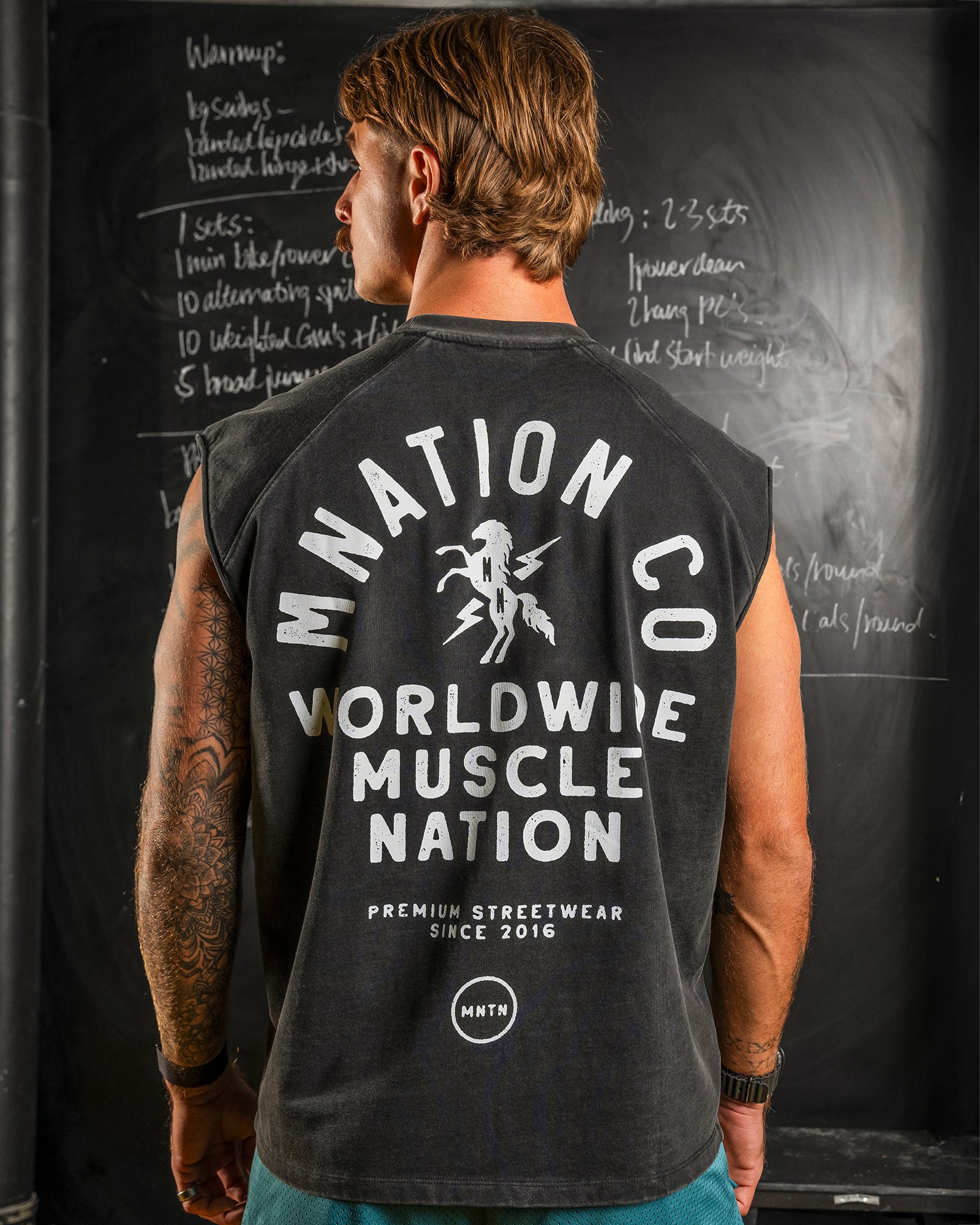 MNation Co Vintage Boxy Muscle Tank Washed Black - Muscle Nation men's muscle tank