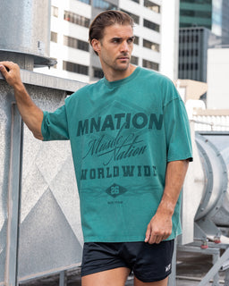 Racing Oversized Vintage Tee - Washed Leaf-T-Shirts-XS-032644WLEAF-XS-MNAPPRL49693-1-Muscle Nation