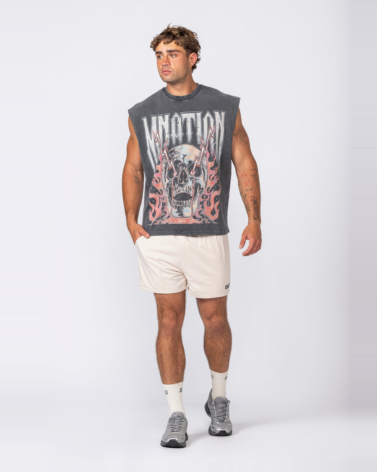 Lay Up 3.5" Shorts Travertine - Muscle Nation men's gym shorts, view 6