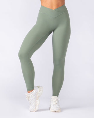 Liberty Wrap Ankle Length Leggings - Muted Khaki