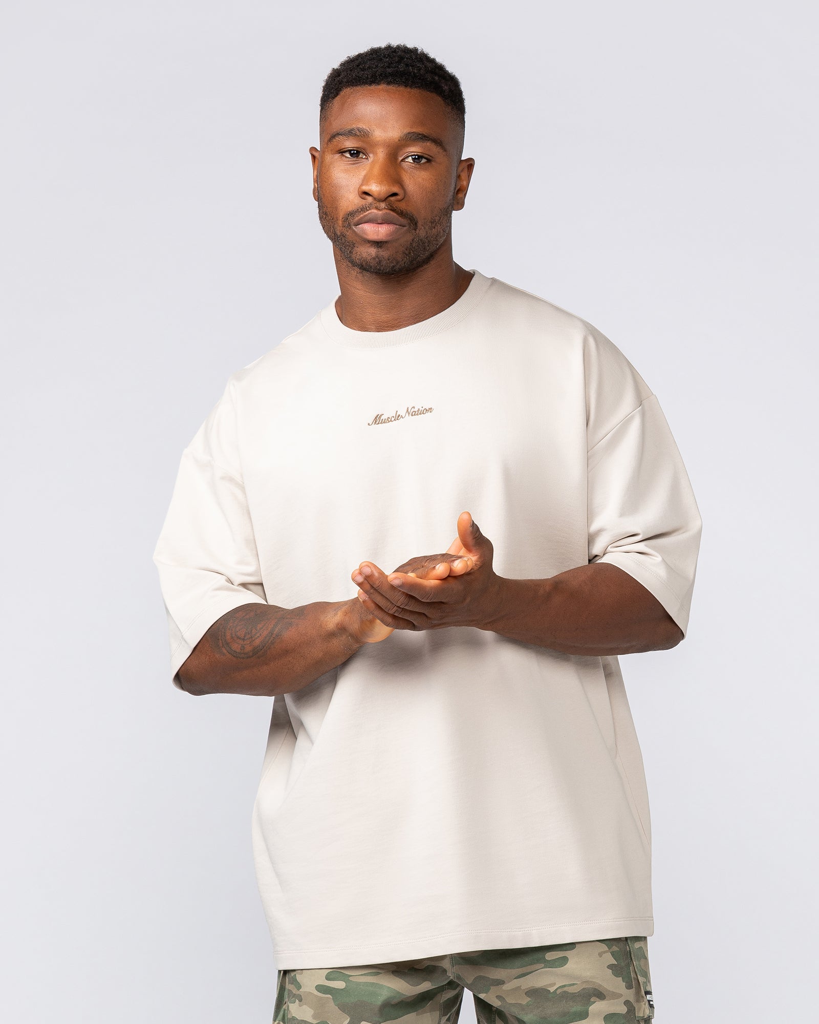 Loopback Oversized Tee - Cream-T-Shirts-XS-042501CREAM-XS-MNAPPRL41718-1-Muscle Nation
