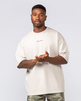 Loopback Oversized Tee - Cream-T-Shirts-XS-042501CREAM-XS-MNAPPRL41718-1-Muscle Nation