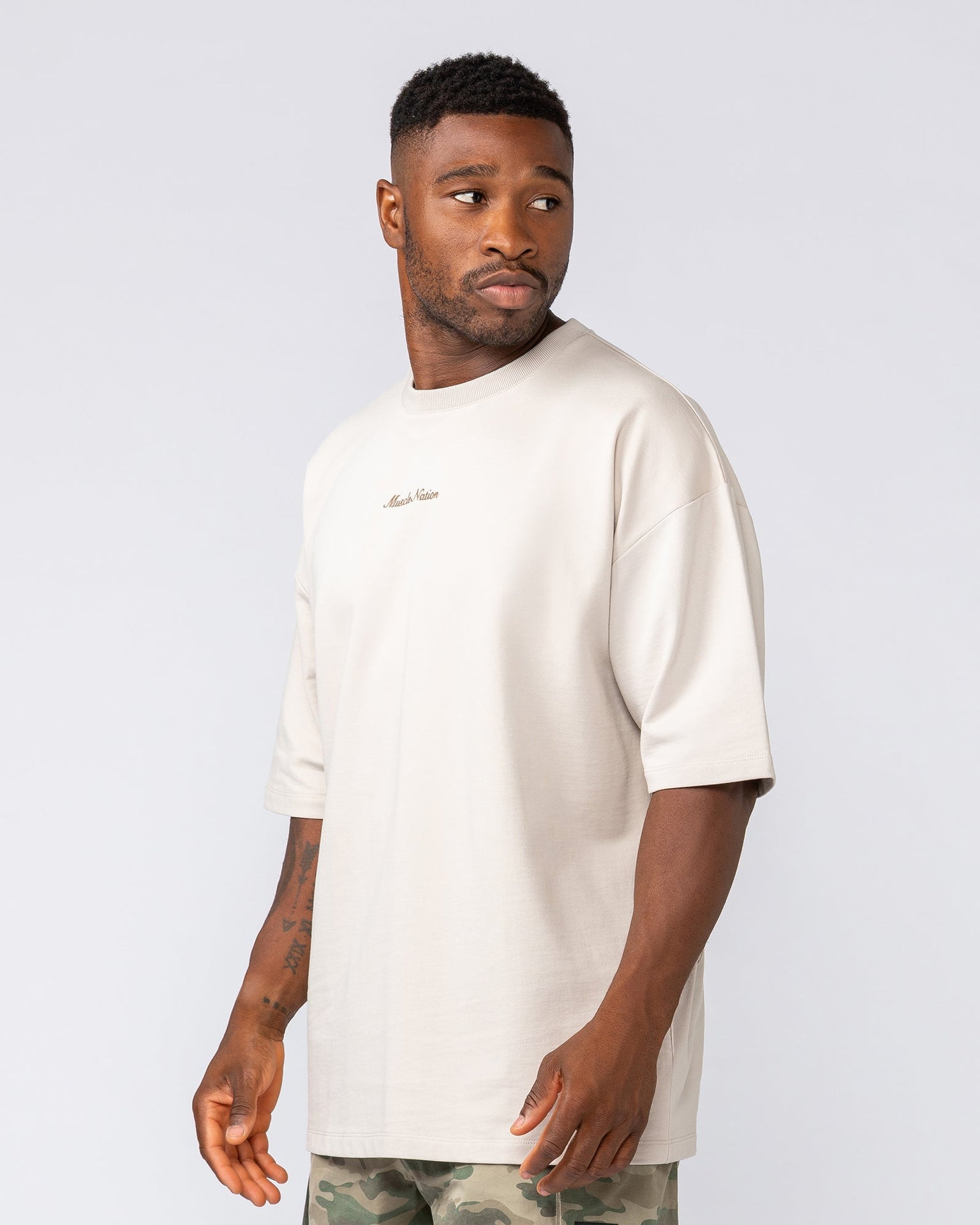 Loopback Oversized Tee - Cream-T-Shirts-XS-042501CREAM-XS-MNAPPRL41718-3-Muscle Nation