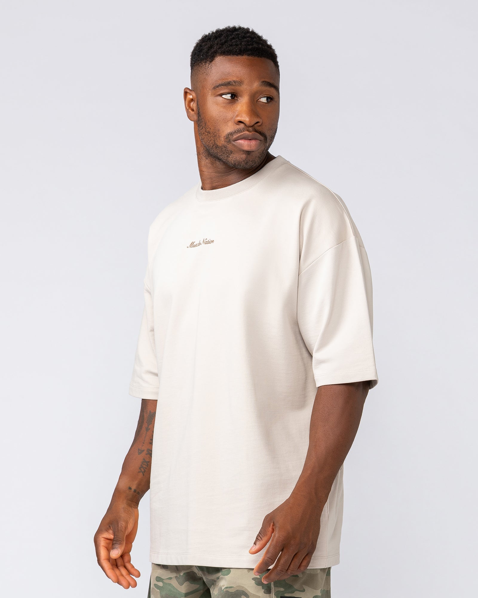 Loopback Oversized Tee - Cream-T-Shirts-XS-042501CREAM-XS-MNAPPRL41718-3-Muscle Nation