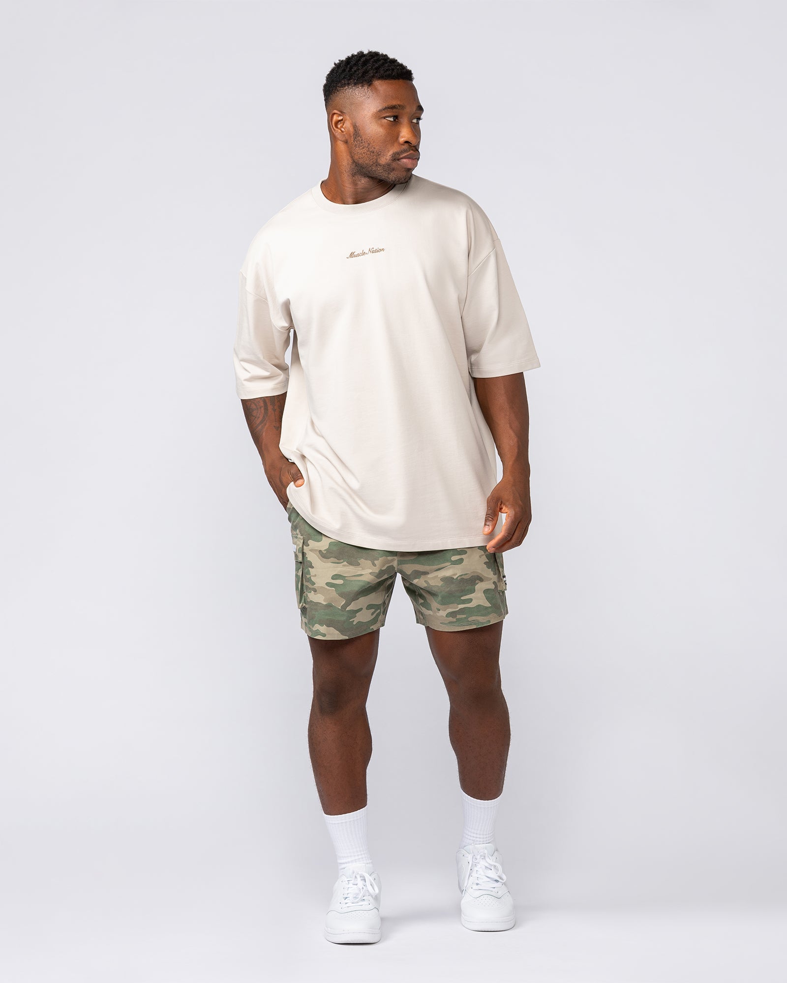 Loopback Oversized Tee - Cream-T-Shirts-XS-042501CREAM-XS-MNAPPRL41718-6-Muscle Nation