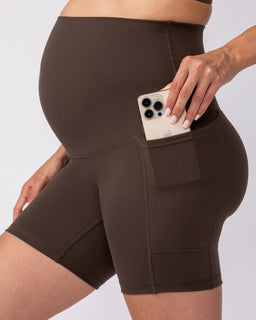 Maternity Everyday Pocket Bike Shorts - Deep Brown-Maternity-XS-92417DEPBRN-XS-MNAPPRL42735-1-Muscle Nation