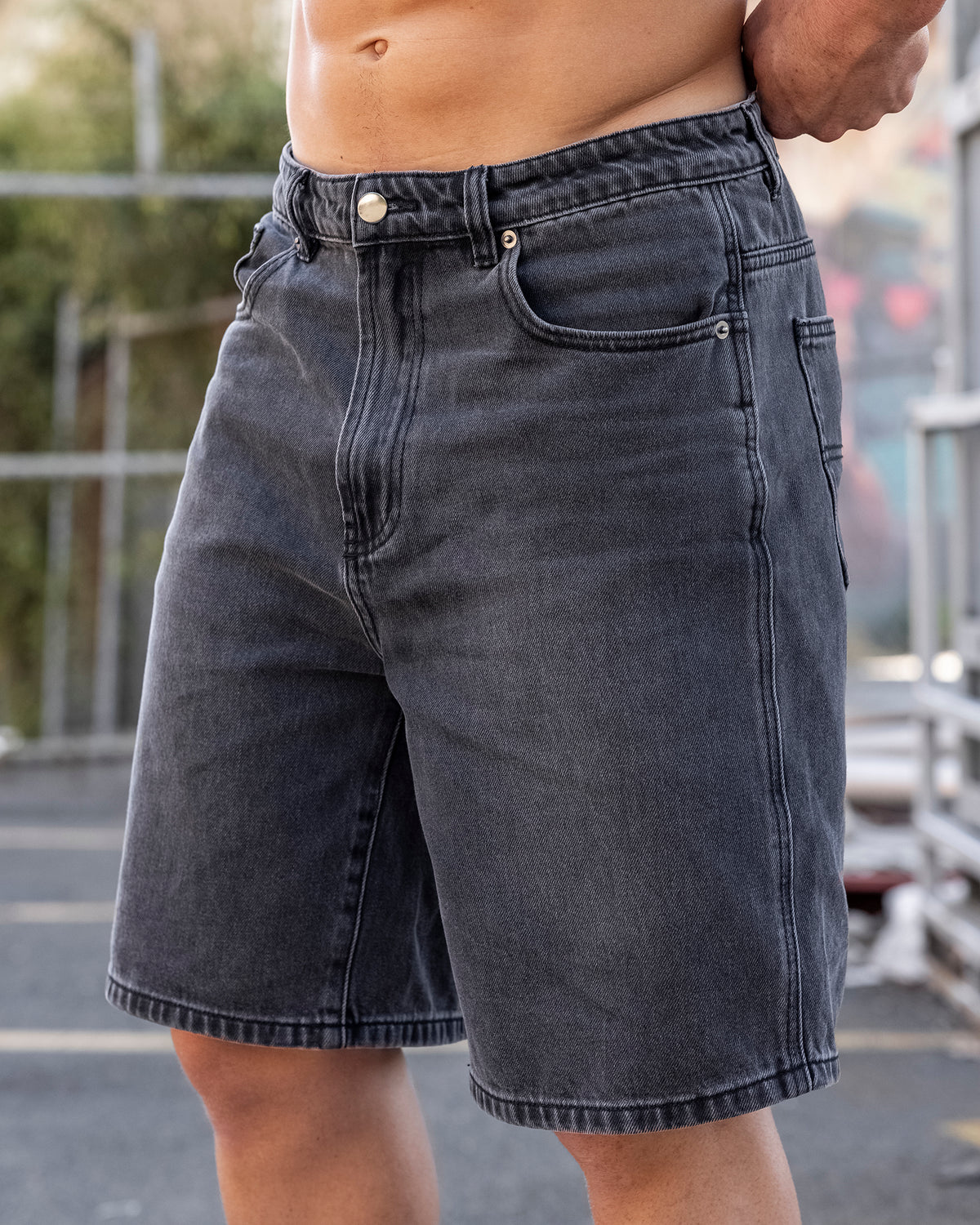 Street Denim Jorts - Washed Black