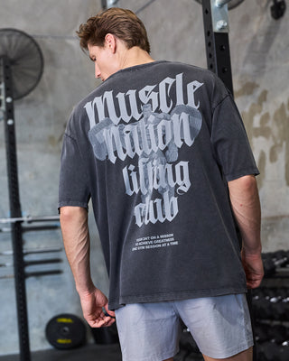 Mens Lifting Club Oversized Vintage Tee - Washed Black-T-Shirts-XS-1125136WSHBLK-XS-MNAPPRL47523-1-Muscle Nation