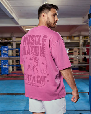 Mens Ringside Oversized Vintage Tee - Washed Wild Rose-T-Shirts-XS-112571WWDRS-XS-MNAPPRL47539-1-Muscle Nation
