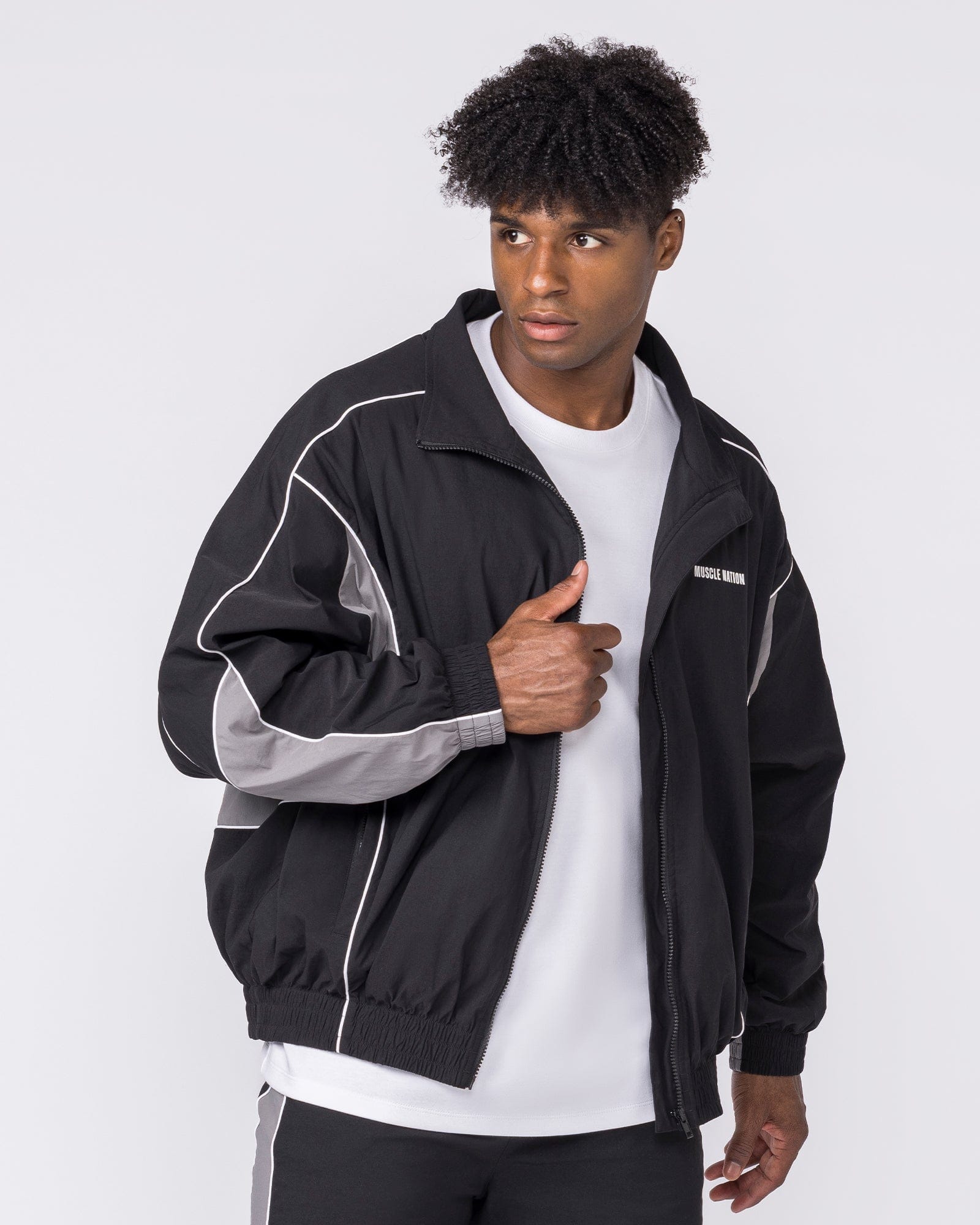 Command Windbreaker Zip Through Black | Men's Jacket | Muscle Nation