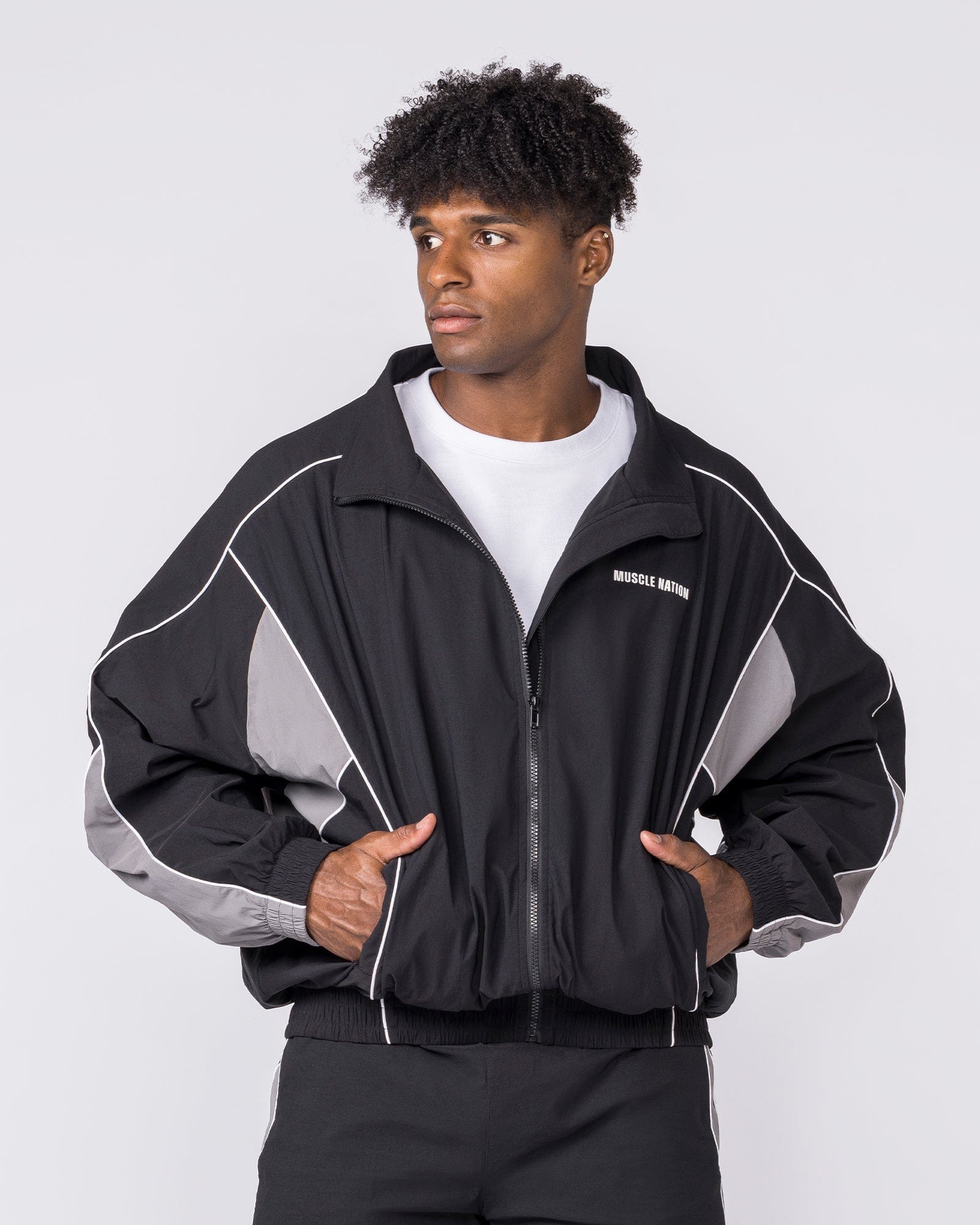 Command Windbreaker Zip Through Black | Men's Jacket | Muscle Nation