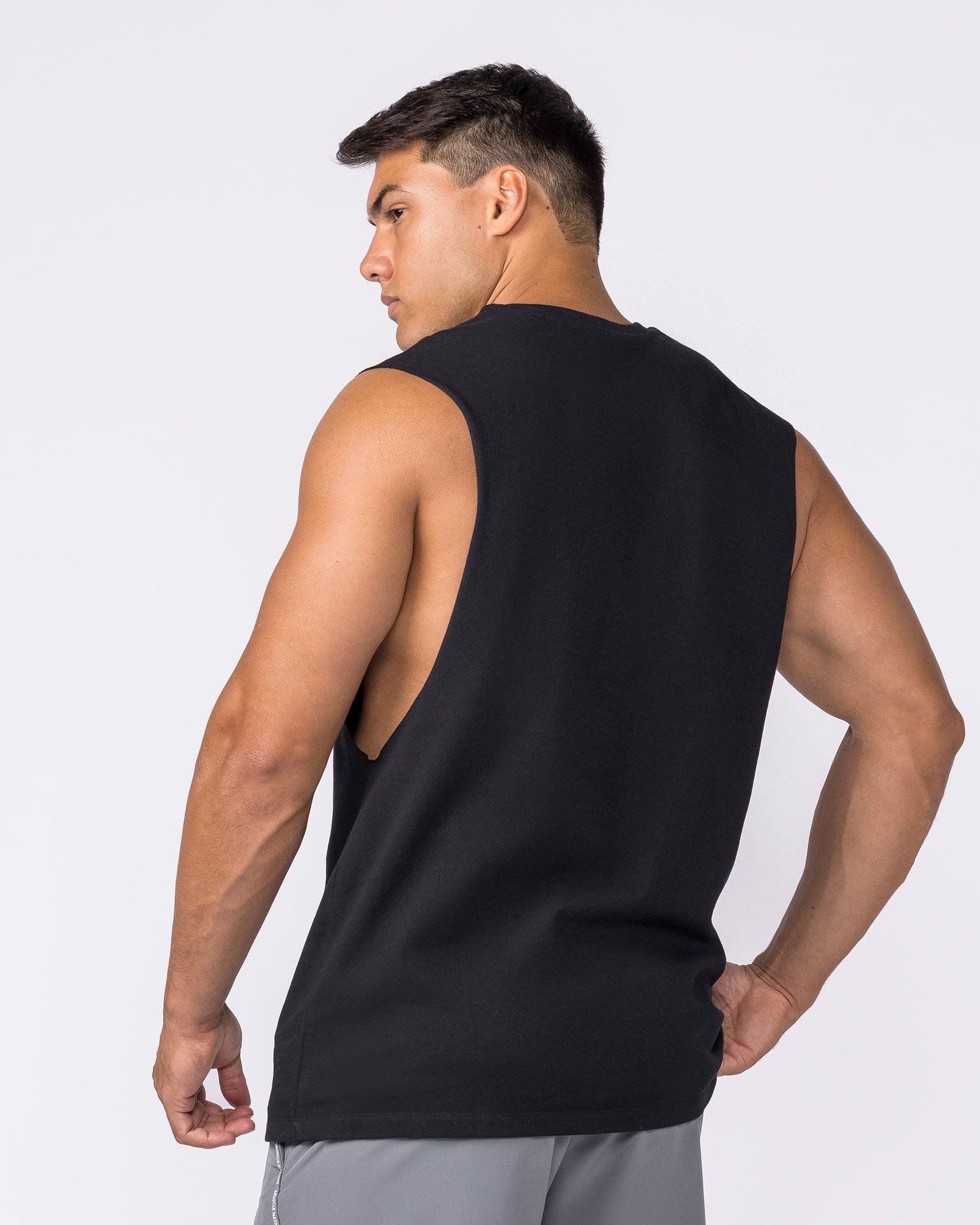 Training Drop Arm Tank Black - Muscle Nation men's muscle tank, view 2