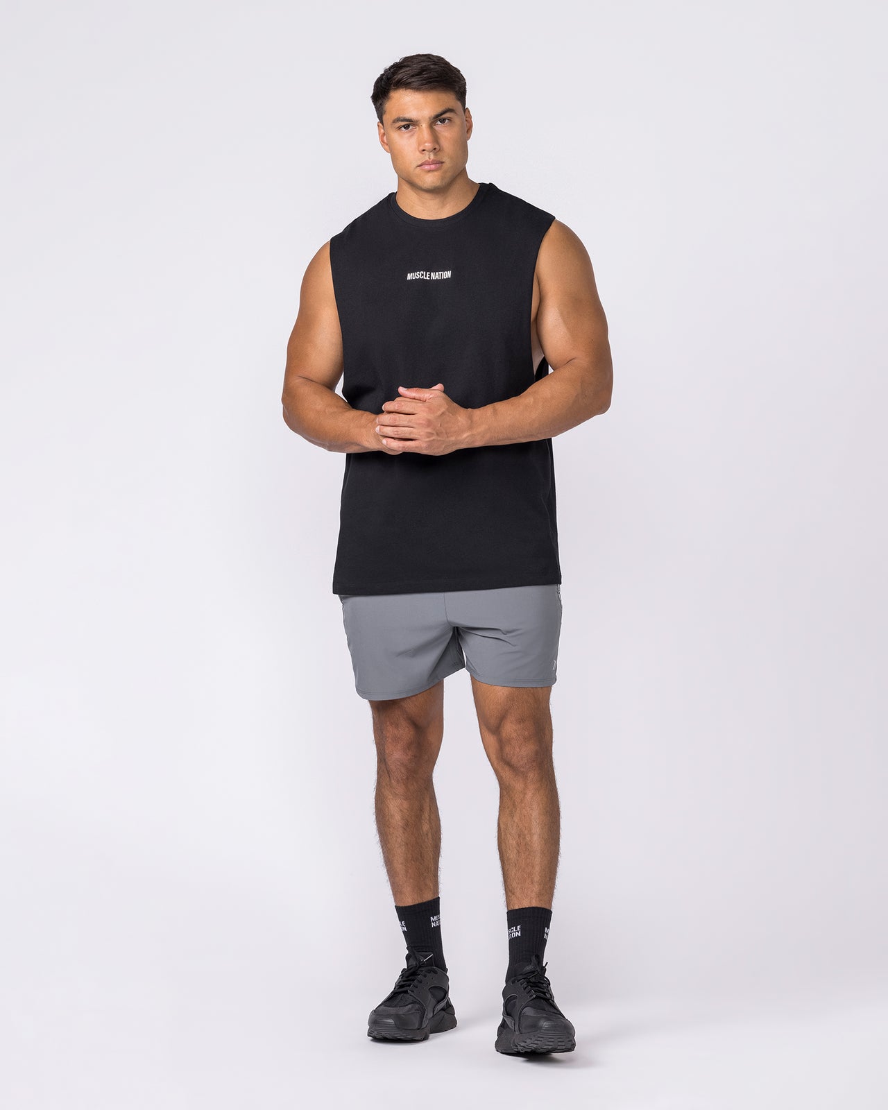 Training Drop Arm Tank Black - Muscle Nation men's muscle tank, view 5