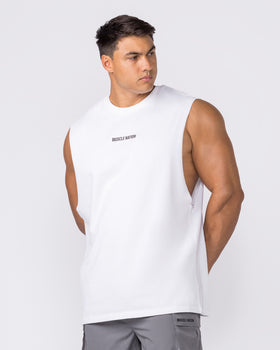 Training Drop Arm Tank White - Muscle Nation men's muscle tank