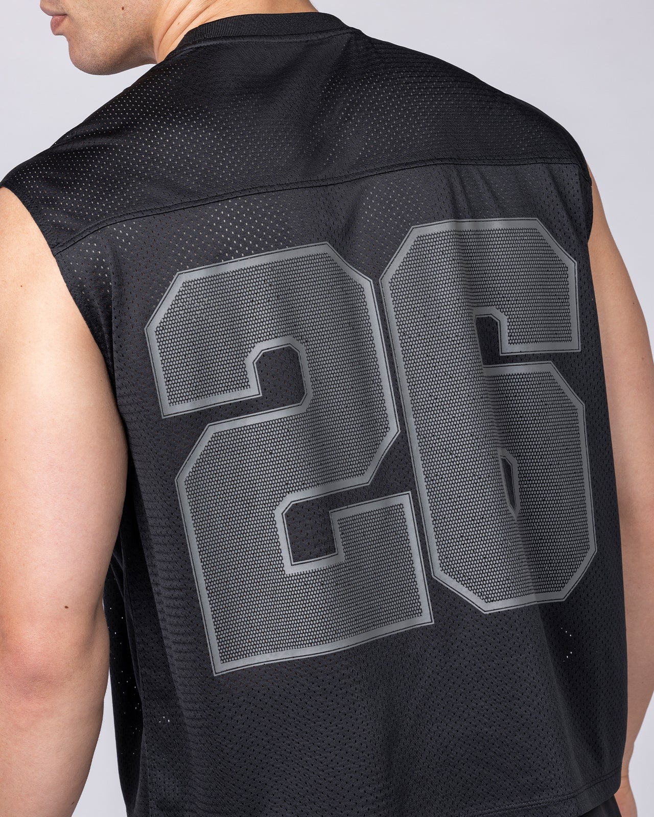 Mesh Boxy Cropped Muscle Tank - Black
