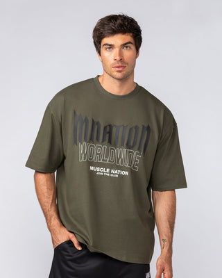 Metal Oversized Tee - Dark Khaki-T-Shirts-XS-032523DKHAKI-XS-MNAPPRL41181-1-Muscle Nation