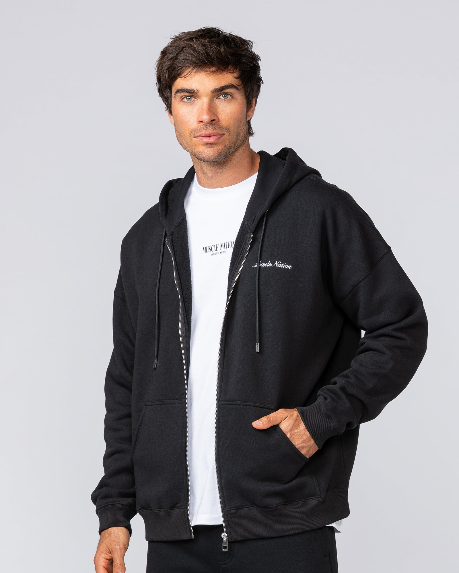 MN Classic Zip Through - Black-Jumpers & Hoodies-XS-042506BLK-XS-MNAPPRL41769-4-Muscle Nation