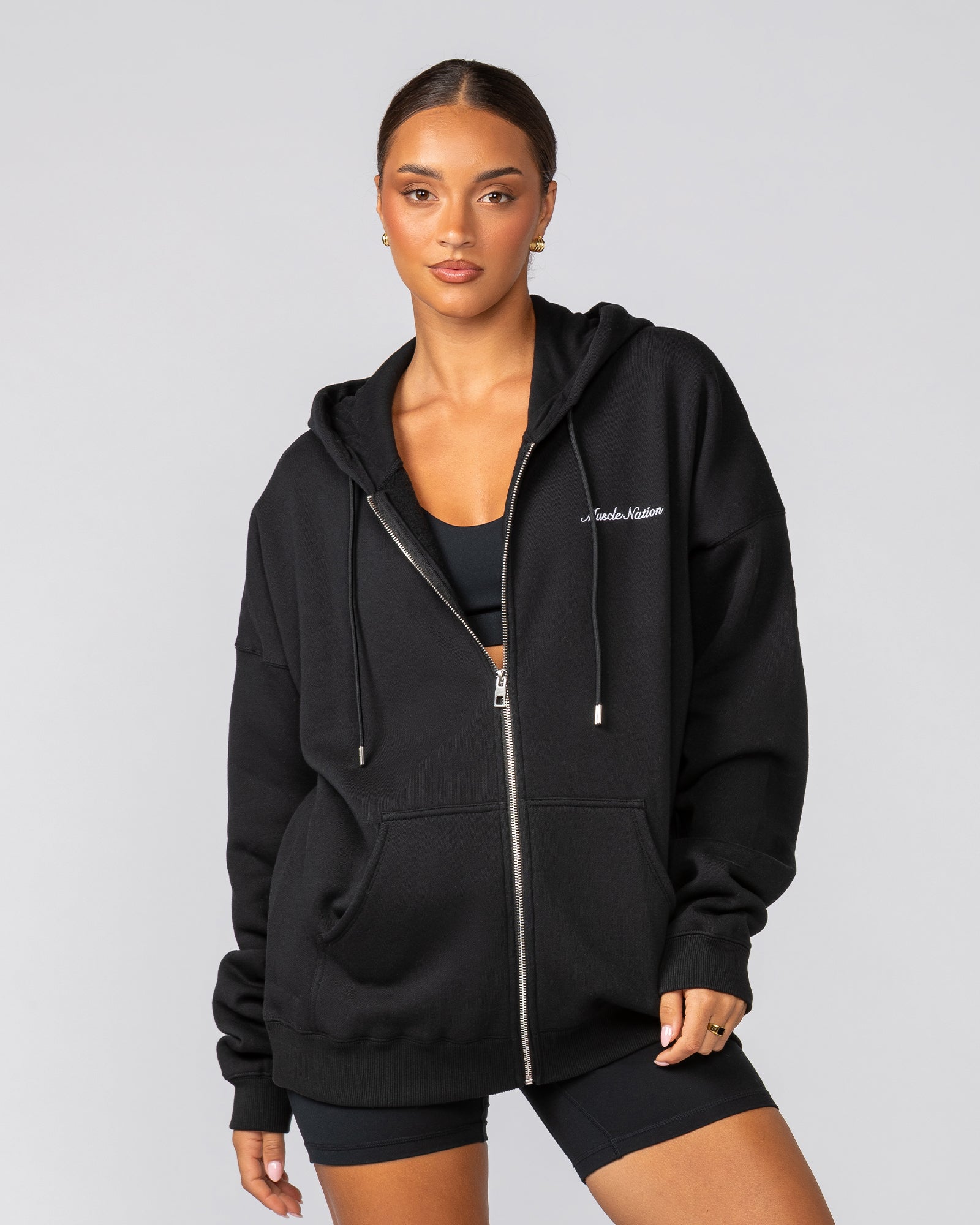 MN Classic Zip Through - Black-Jumpers & Hoodies-XS-042506BLK-XS-MNAPPRL41769-8-Muscle Nation