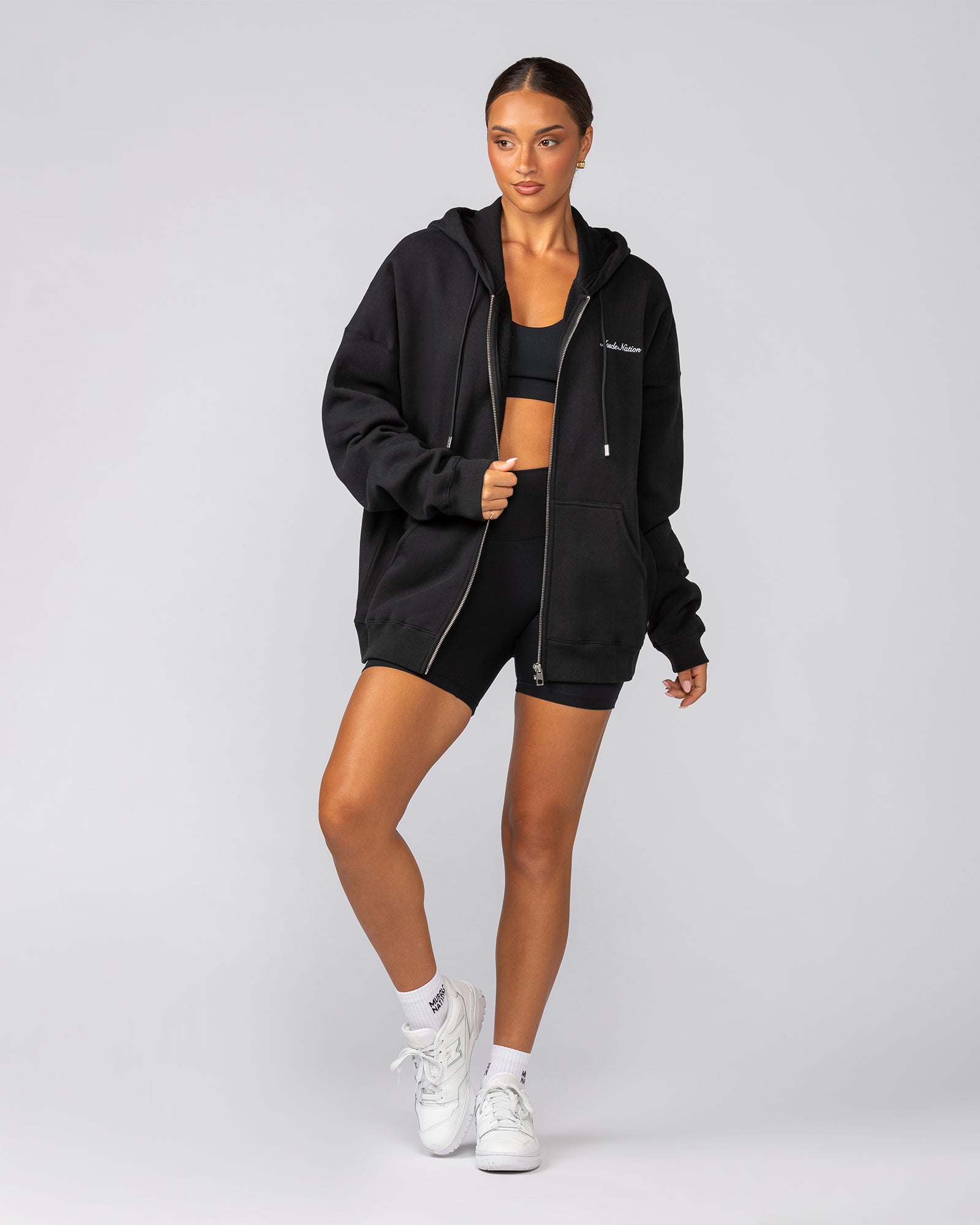 MN Classic Zip Through - Black-Jumpers & Hoodies-XS-042506BLK-XS-MNAPPRL41769-10-Muscle Nation
