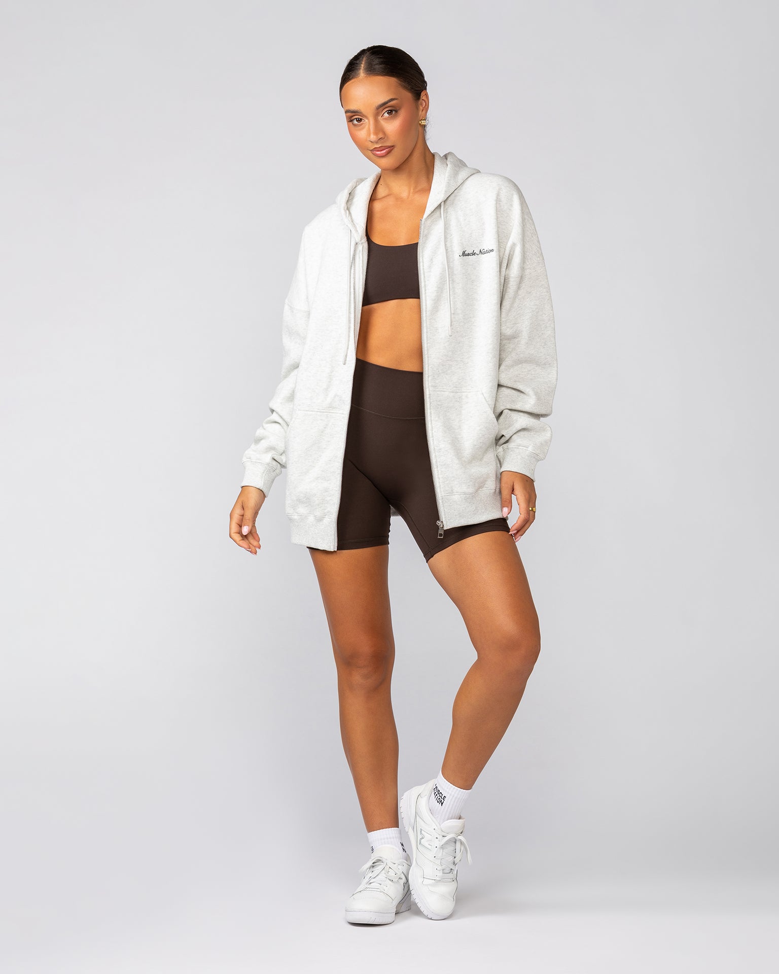 MN Classic Zip Through - Snow Grey Marl-Jumpers & Hoodies-XS-042506SNGRYMR-XS-MNAPPRL41777-9-Muscle Nation