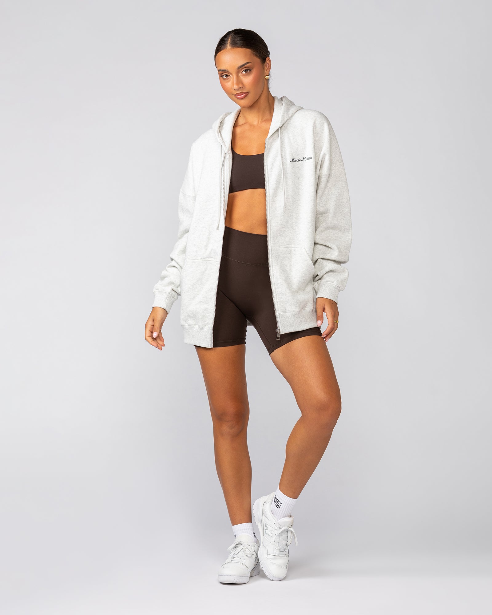 MN Classic Zip Through - Snow Grey Marl-Jumpers & Hoodies-XS-042506SNGRYMR-XS-MNAPPRL41777-9-Muscle Nation