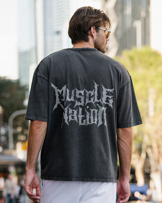 MN Metal Oversized Vintage Tee - Washed Black-T-Shirts-XS-1125135WSHBLK-XS-MNAPPRL47563-1-Muscle Nation