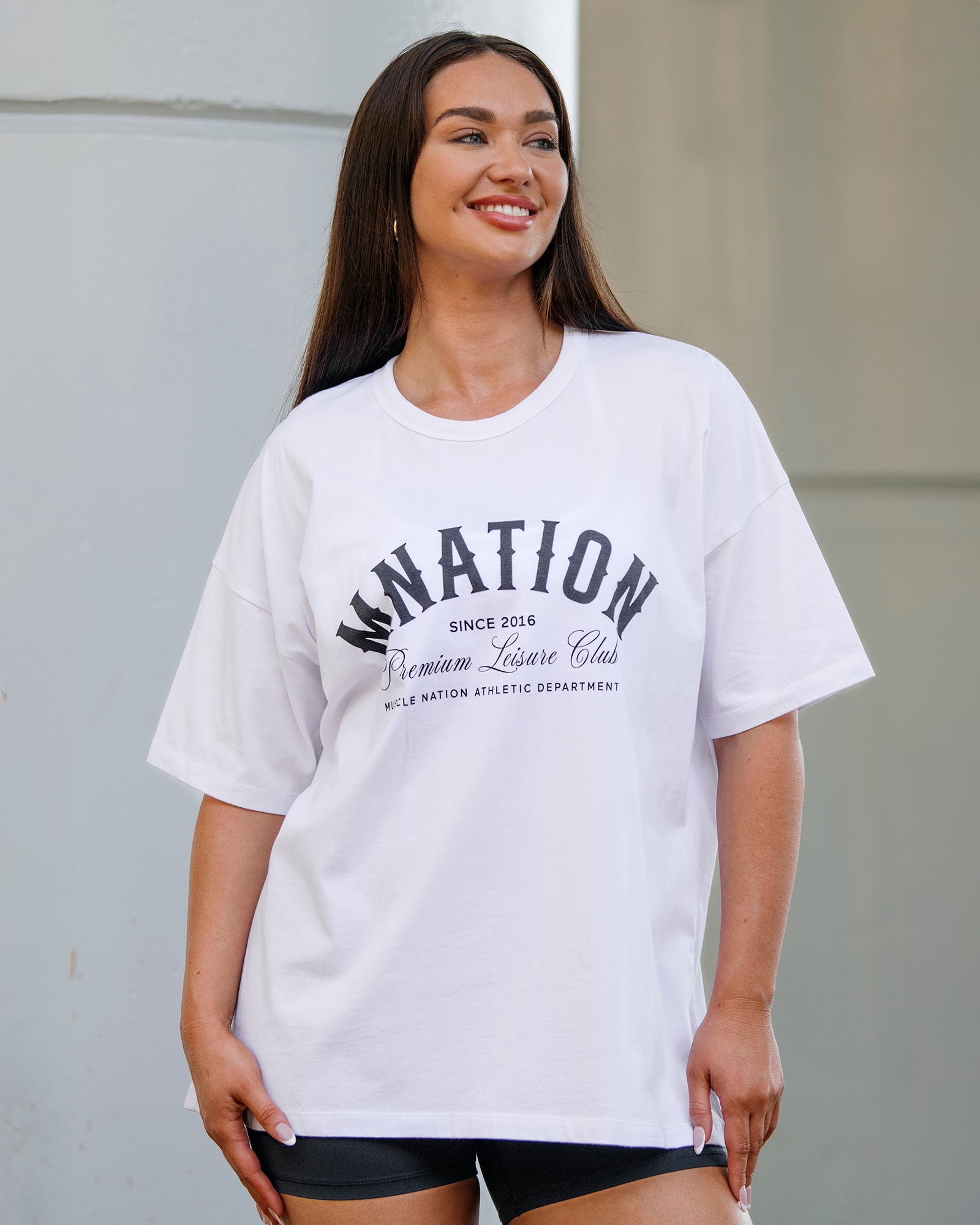 MN Saloon Oversized Tee - White-T-Shirts-XXS-1125171WHT-XXS-MNAPPRL45048-1-Muscle Nation
