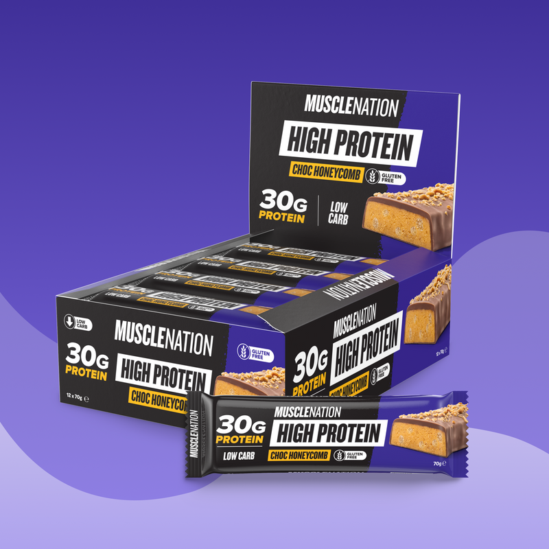 HIGH PROTEIN BAR - Choc Honeycomb - Box of 12-Protein Bars-MNSUPPS0418-19359054002415-1-Muscle Nation