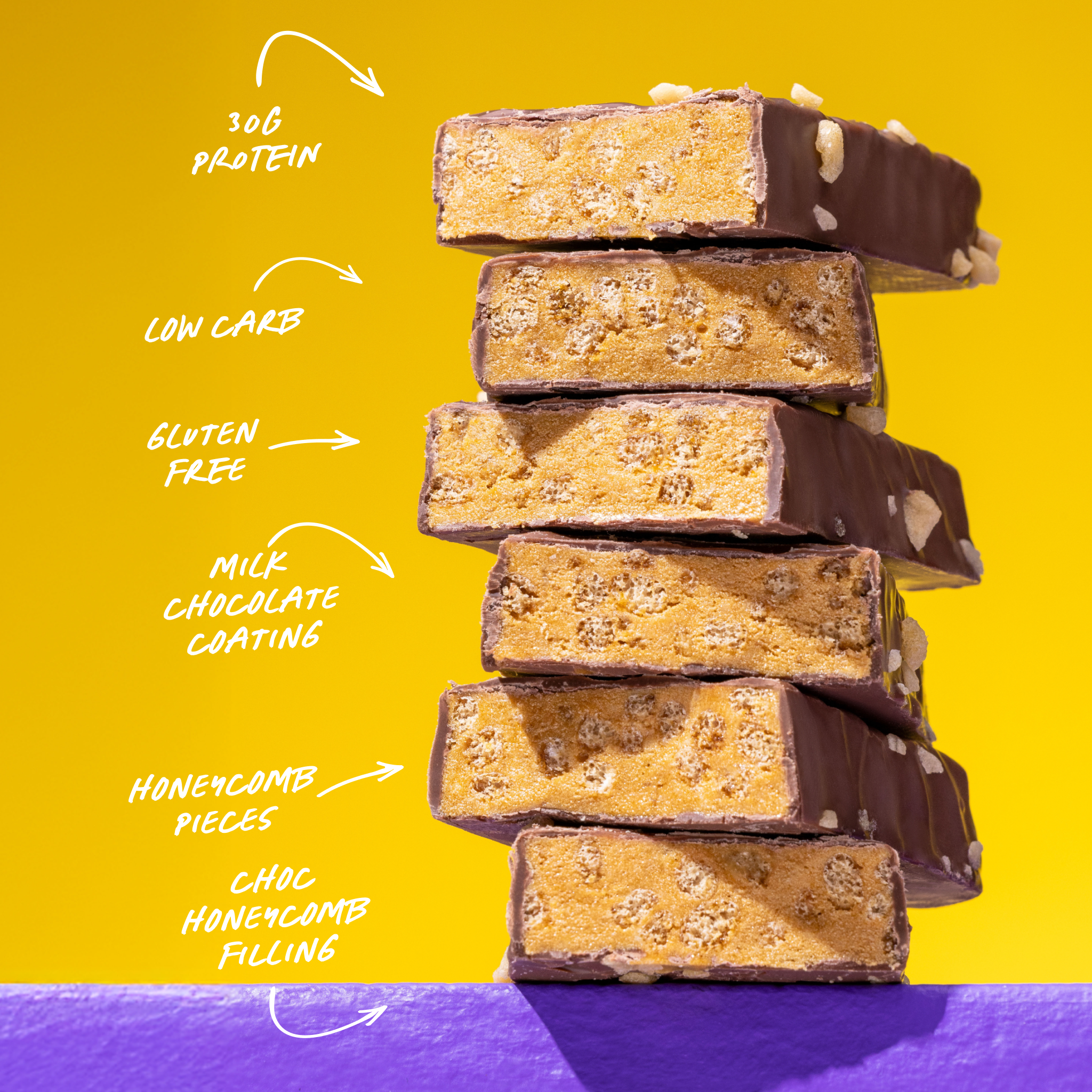 HIGH PROTEIN BAR - Choc Honeycomb - Box of 12-Protein Bars-MNSUPPS0418-19359054002415-3-Muscle Nation