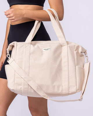 Muscle Nation Corduroy Tote Bag - Soft Beige-Accessories-ACC1125222SBEI-MNAPPRL47989-1-Muscle Nation