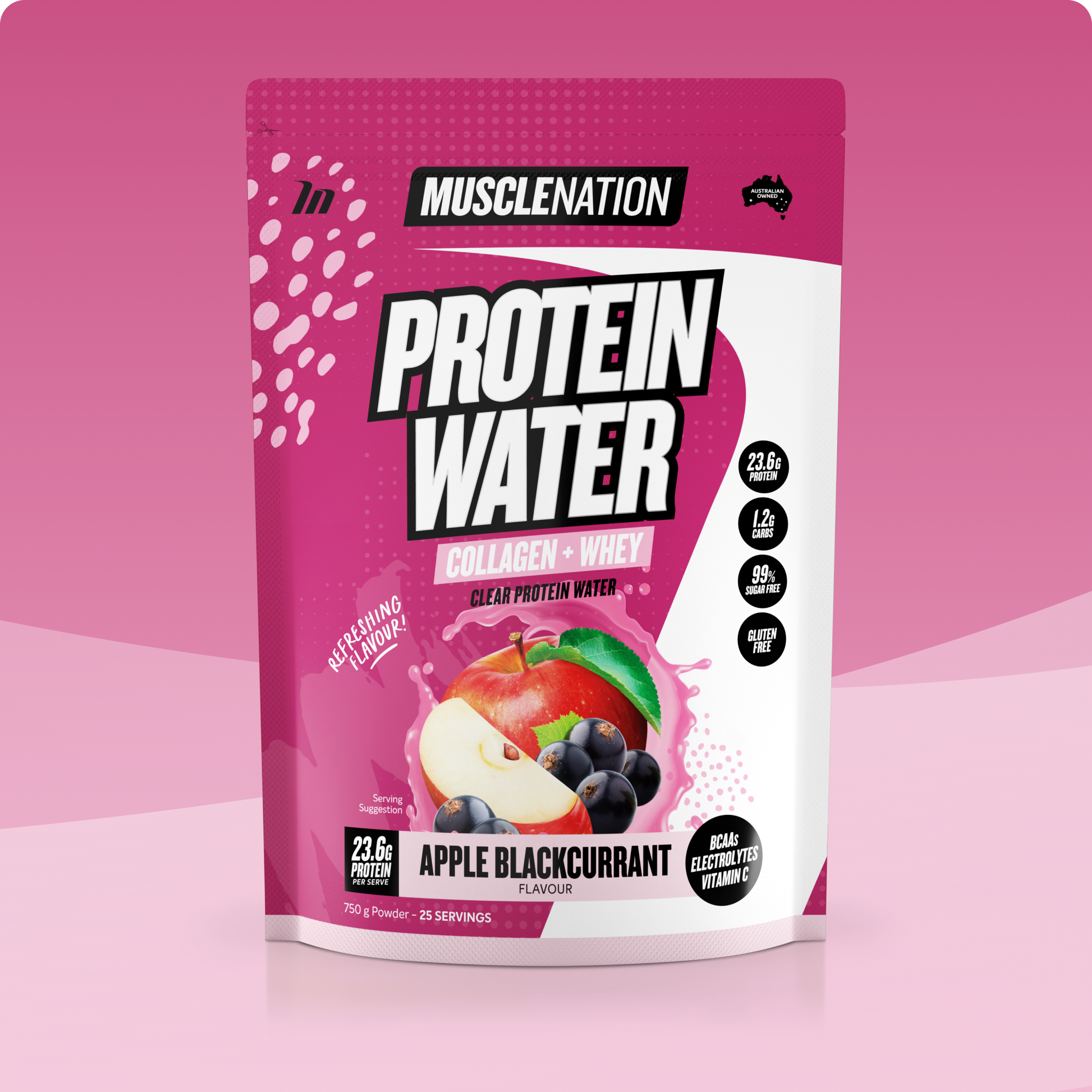 PROTEIN WATER - Apple Blackcurrant - 25 serves 750g-Protein Waters-MNSUPPS0236-9359054001220-1-Muscle Nation