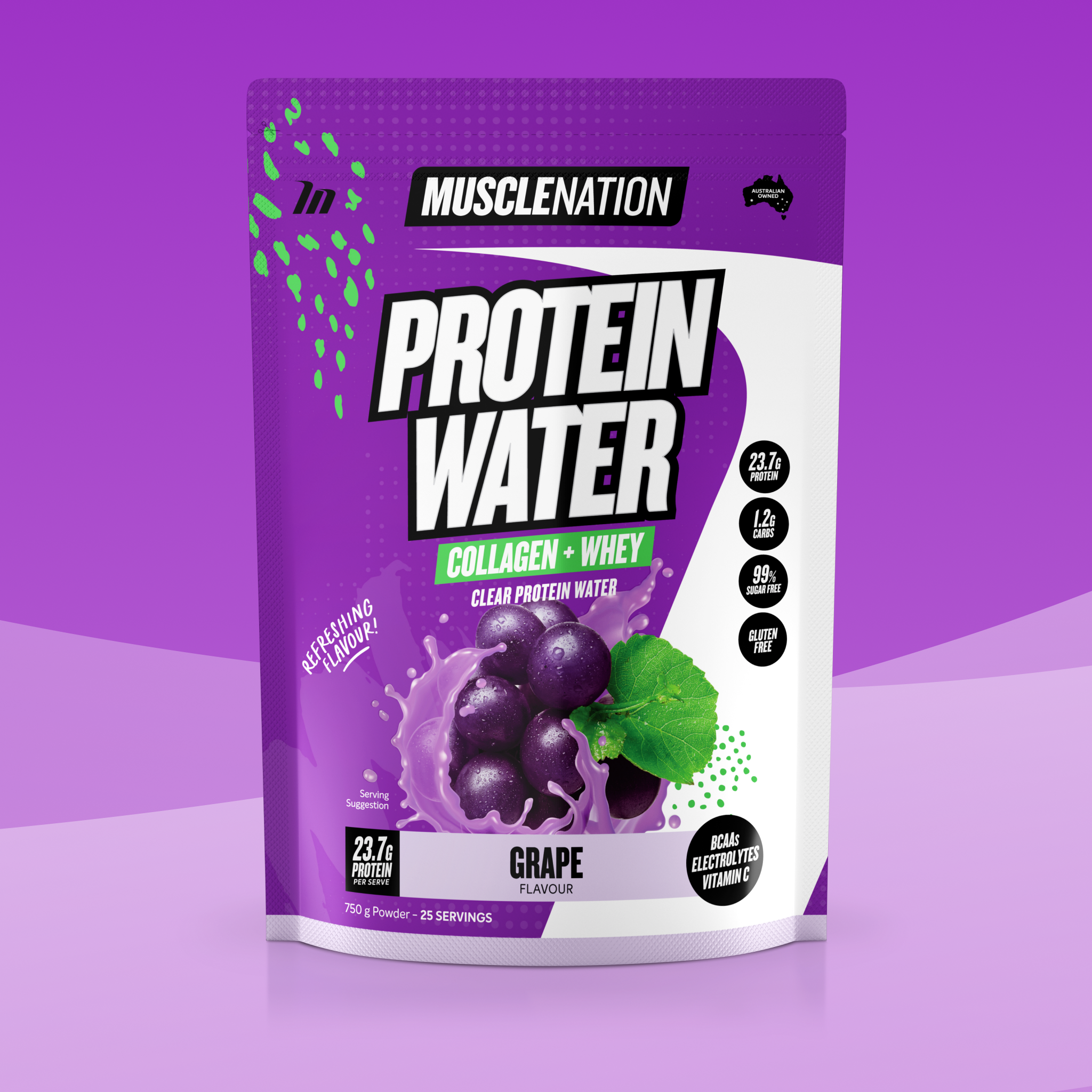 PROTEIN WATER - Grape - 25 serves 750g-Protein Waters-MNSUPPS0323-9359054001190-1-Muscle Nation