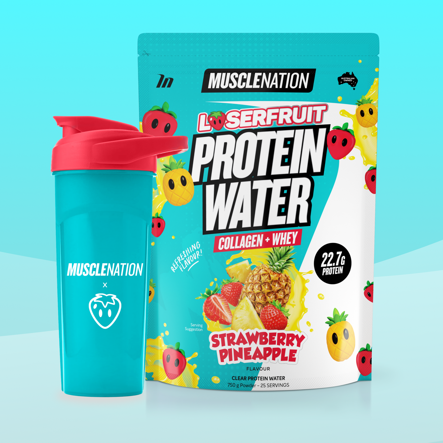 LOSERFRUIT PROTEIN WATER - Strawberry Pineapple - 25 serves-Protein Waters-MNSUPPS0375-9359054002388-1-Muscle Nation